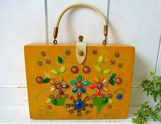 【Enid Collins】エニッドコリンズ・ヴィンテージ・木製バッグ/Flower cart