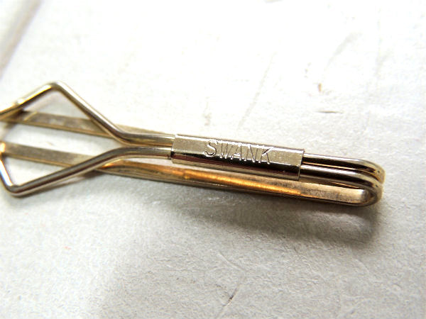 【SWANK社製・2本ライン】アンティーク&ヴィンテージ・タイピン・シルバーゴールド色