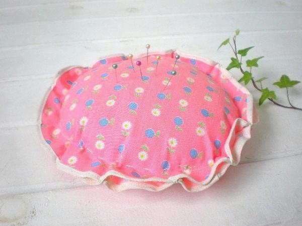 【花柄・フラワー】ヴィンテージ・ピンクッション・針山 USA・裁縫道具