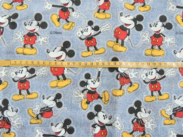 【ミッキーマウス】デニム柄・大きめサイズ・ヴィンテージ・ピロケース/枕カバーUSA