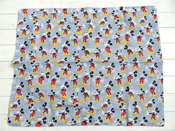 【ミッキーマウス】デニム柄・大きめサイズ・ヴィンテージ・ピロケース/枕カバーUSA