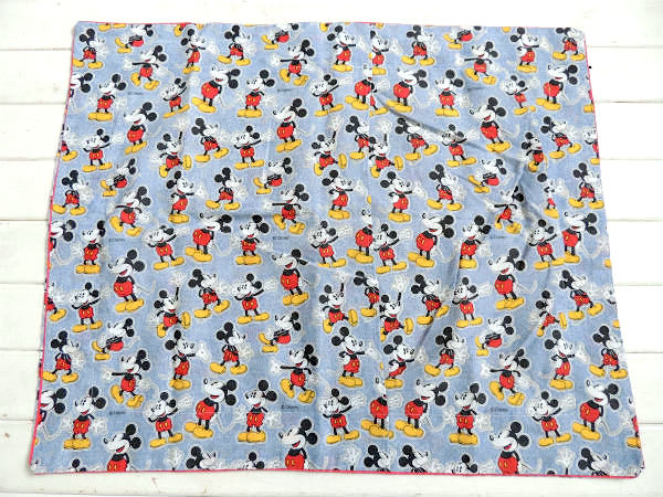 【ミッキーマウス】デニム柄・大きめサイズ・ヴィンテージ・ピロケース/枕カバーUSA