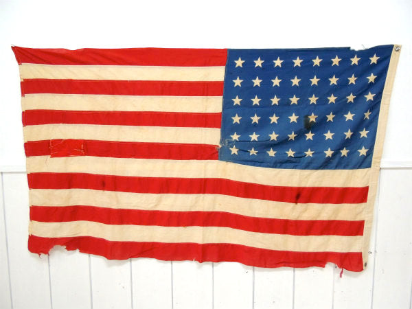 【1912y〜1959y・48スター】希少価値・大きなアンティーク・星条旗/アメリカンフラッグ