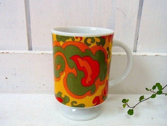 サイケ柄　70’s・陶器製・ヴィンテージ・マグカップ