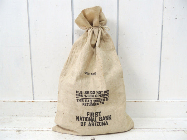 FIRST NATIONAL BANK ファースト ナショナルバンク 銀行アドバタイジング キャンバスバッグ ヴィンテージ アリゾナ州 USA 銀行  コイン袋 布袋