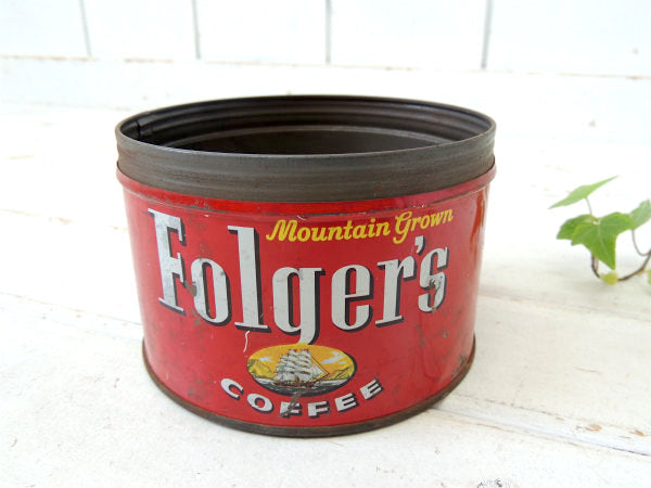 フォルジャーズ・1959 レッド・ブリキ製・ヴィンテージ・コーヒー缶　ティン缶　USA