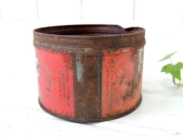 【フォルジャーズ】赤色・1959's・ブリキ製・ビンテージ・コーヒー缶/ティン缶/USA