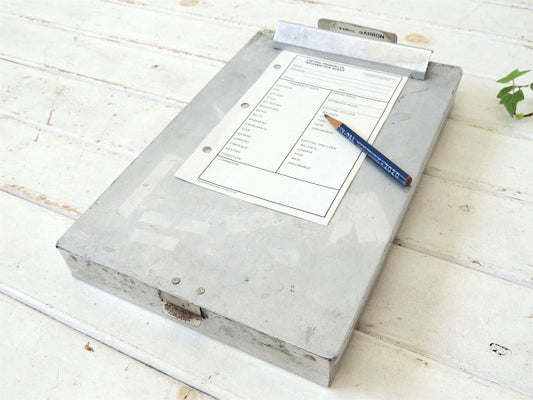 【SAUNDERS・USA】アルミ製・書類ケース付き・ビンテージ・バインダー・クリップボード・工業系