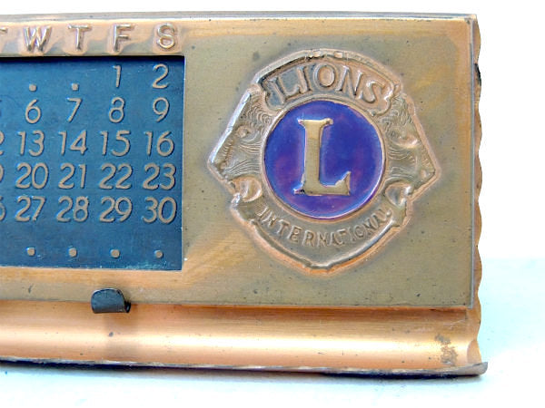 1950s ライオンズクラブ ノスタルジック 銅製 アンティーク・デスクカレンダー 卓上 USA