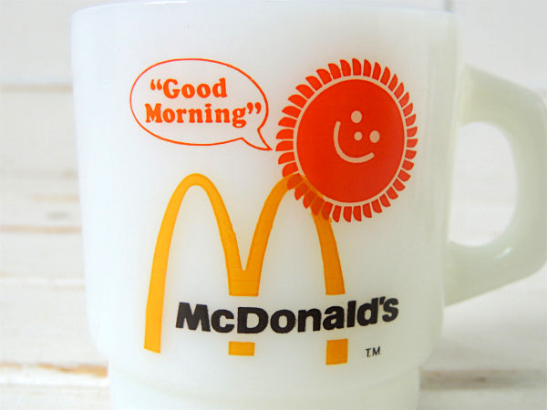 【Fire King】ファイヤーキング・マクドナルド・アドバタイジング・マグカップ・ミルクガラス食器