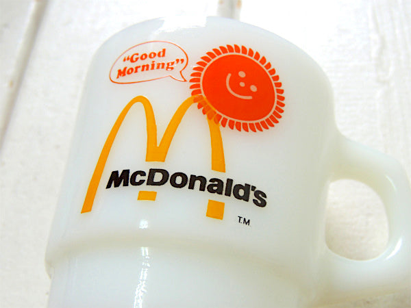 【Fire King】ファイヤーキング・マクドナルド・アドバタイジング・マグカップ・ミルクガラス食器