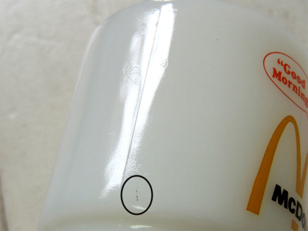 【Fire King】ファイヤーキング・マクドナルド・アドバタイジング・マグカップ・ミルクガラス食器