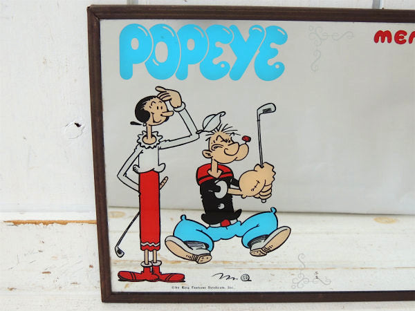 【ポパイ&オリーブ】POPEYE・ヴィンテージ・ミラー・鏡・パブミラー・ウォールデコ USA