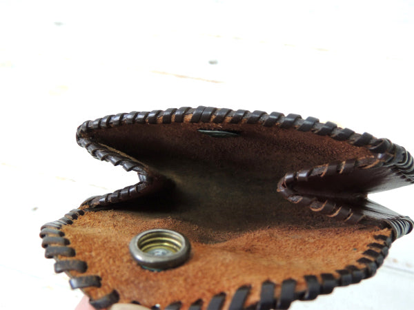 【フラワー&花型】型押し・レザー製・ヴィンテージ・サイフ・ウォレット・コインケース・革・USA