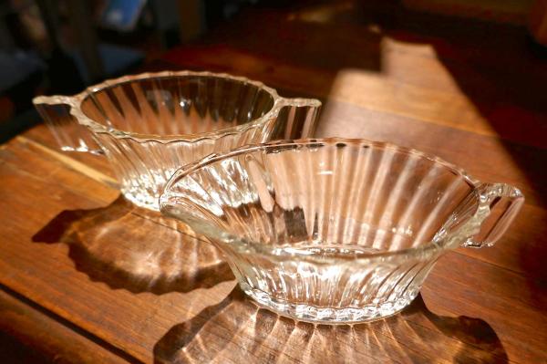 Heisey Glass ストライプ柄 30's ガラス アンティーク シュガー&クリーマー 食器