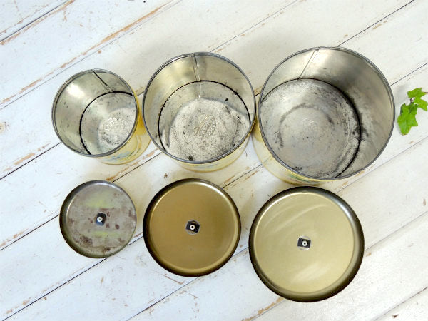 USA ランズバーグ イエロー・花柄・アンティーク・キャニスター・3個セット 保存容器 カントリー