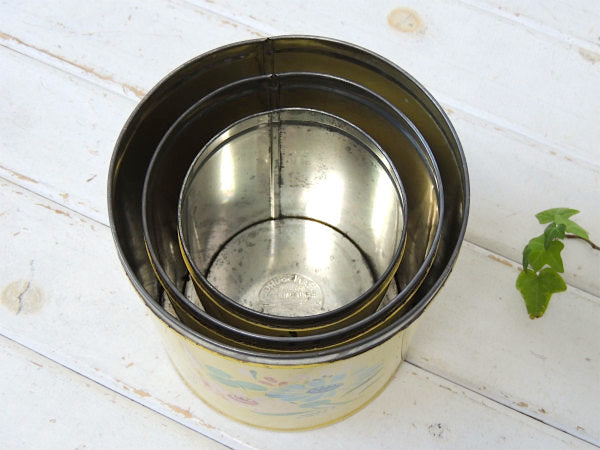 USA ランズバーグ イエロー・花柄・アンティーク・キャニスター・3個セット 保存容器 カントリー