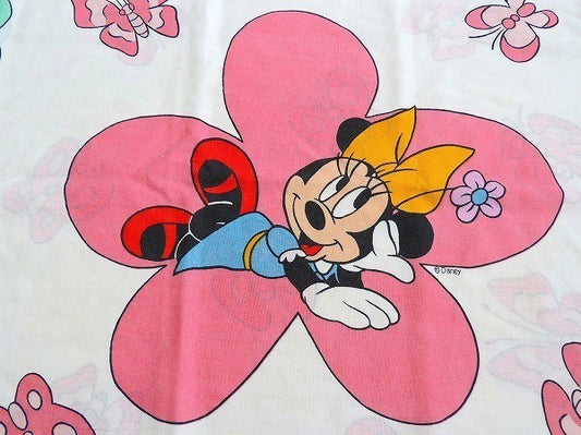 【ミッキーマウス】ディズニー・フラワー&蝶々柄・ヴィンテージ・ピロケース/枕カバー USA