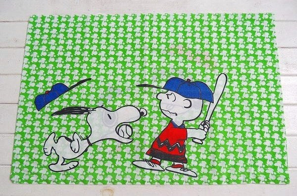 【スヌーピー】ベースボール柄・ヴィンテージ・USEDピロケース/枕カバー USA