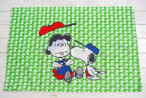 【スヌーピー】ベースボール柄・ヴィンテージ・USEDピロケース/枕カバー USA