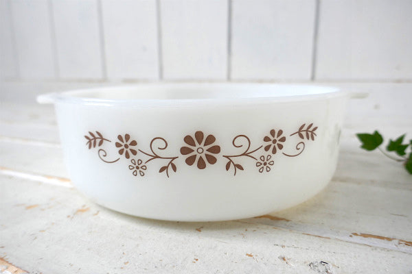 Dynaware PYR-O-REY ミルクガラス製 花柄 ヴィンテージ キャセロール 耐熱容器