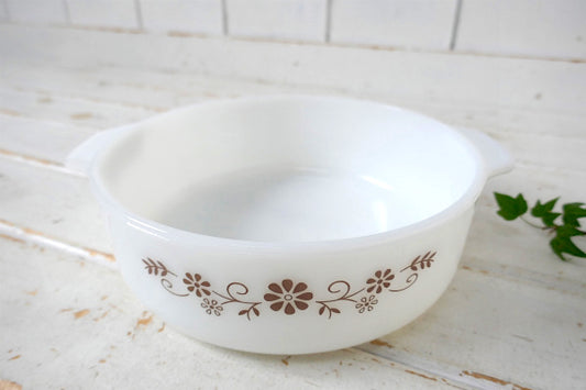 Dynaware PYR-O-REY ミルクガラス製 花柄 ヴィンテージ キャセロール 耐熱容器