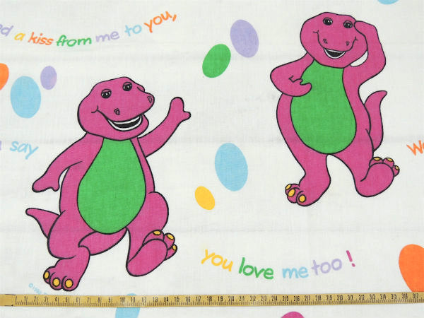 【バーニー&フレンズ】Barney & Friends・恐竜柄・ユーズドシーツ(フラットタイプ)