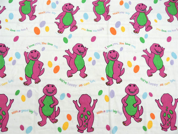 【バーニー&フレンズ】Barney & Friends・恐竜柄・ユーズドシーツ(フラットタイプ)