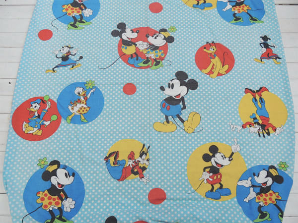 【ミッキー&フレンズ】水玉&ダンス柄・ヴィンテージ・ユーズドシーツ(ボックスタイプ)