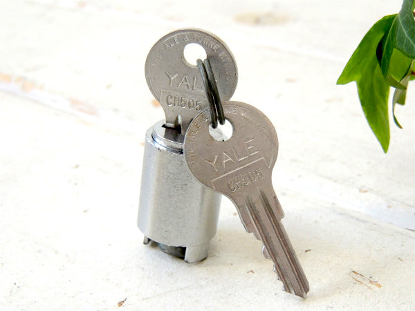 【YALE・USA・ロック】シリンダー錠・工業系CH-505・ビンテージ・アルミ製・key2本鍵付き