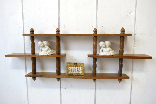 ミッドセンチュリー レトロ 木製 ビンテージ  飾り棚 ウォールシェルフ 3段 インテリア US