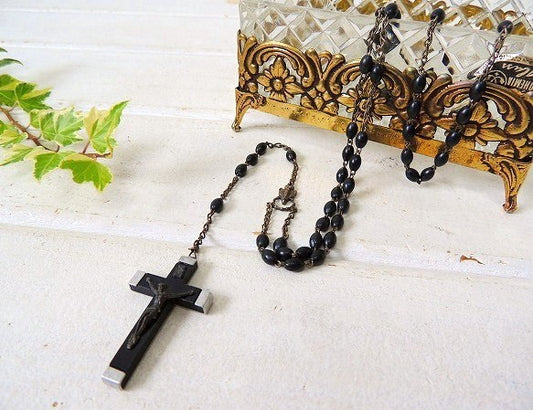 キリスト アンティーク・ビーズ・ロザリオ・十字架・聖品・イタリア ジュエリー