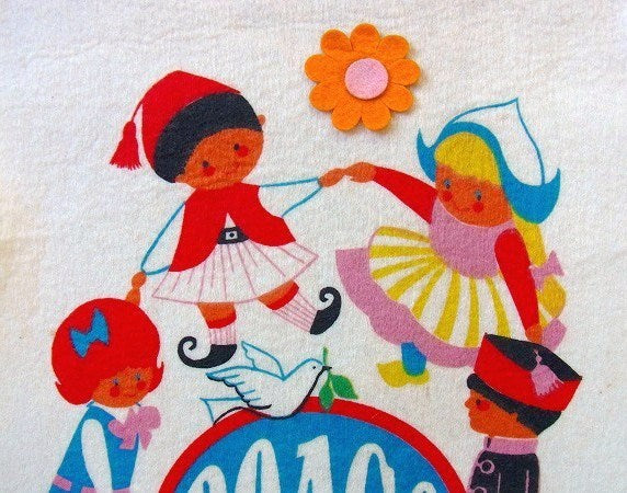 【Londraville】Peace・フェルト製・ヴィンテージ・タペストリー/壁飾り USA