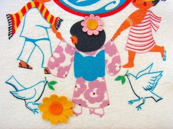 【Londraville】Peace・フェルト製・ヴィンテージ・タペストリー/壁飾り USA