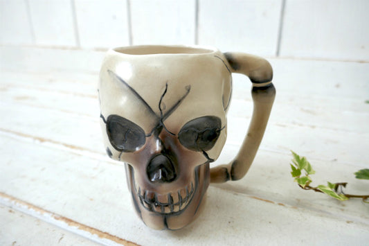 スカル ドクロ 輸出用 コレクタブル オブジェ 骸骨 ヴィンテージ・陶器製・マグカップ