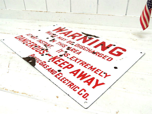【WARNING/警告/弾痕付き】ヴィンテージ・ホーロー製サイン/レア看板/USA
