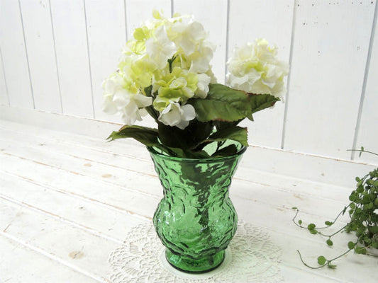 【USA・アボカドグリーン】レトロ・ガラス製・ヴィンテージ・フラワーベース・花瓶