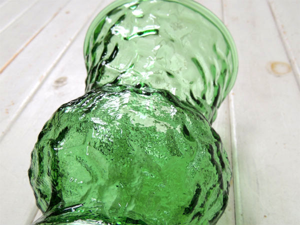 【USA・アボカドグリーン】レトロ・ガラス製・ヴィンテージ・フラワーベース・花瓶