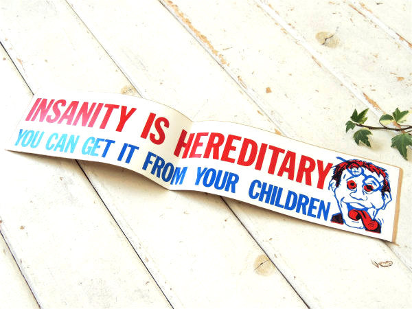 INSANITY IS HEREDITARY アメリカンジョーク ビンテージ ステッカー USA