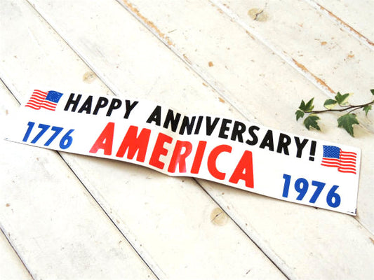 1776 独立記念日 1976 おめでとう! 星条旗 メッセージ ビンテージ ステッカー USA