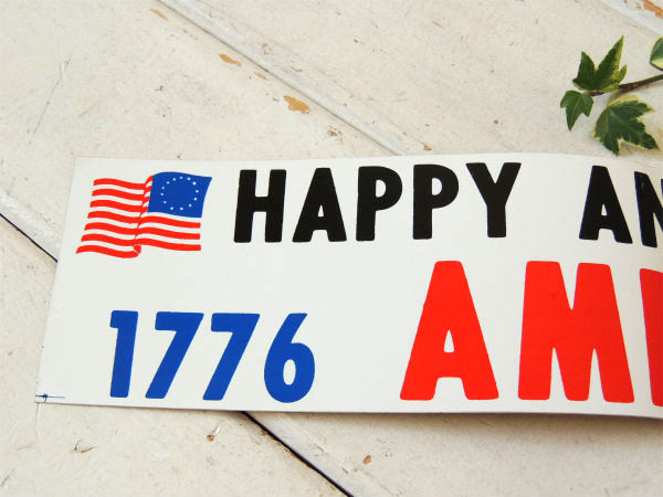 1776 独立記念日 1976 おめでとう! 星条旗 メッセージ ビンテージ ステッカー USA