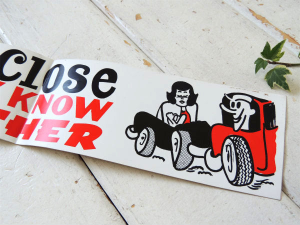 オープンカー&アメ車 車間距離をあけてよ!アメリカンジョーク ビンテージ ステッカー USA