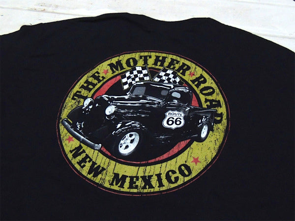 ルート66 USA セレクト・チェッカーフラッグ・Tシャツ・ブラック・Mサイズ ホットロッド