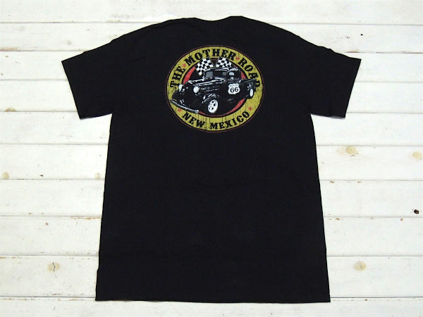 ルート66 USA セレクト・チェッカーフラッグ・Tシャツ・ブラック・Mサイズ ホットロッド