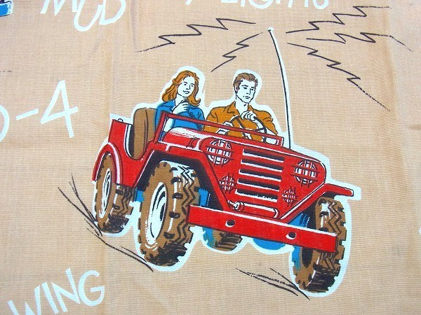 Sears シアーズ アメ車柄・デッドストック・ヴィンテージ・カーテン・2枚組 USA