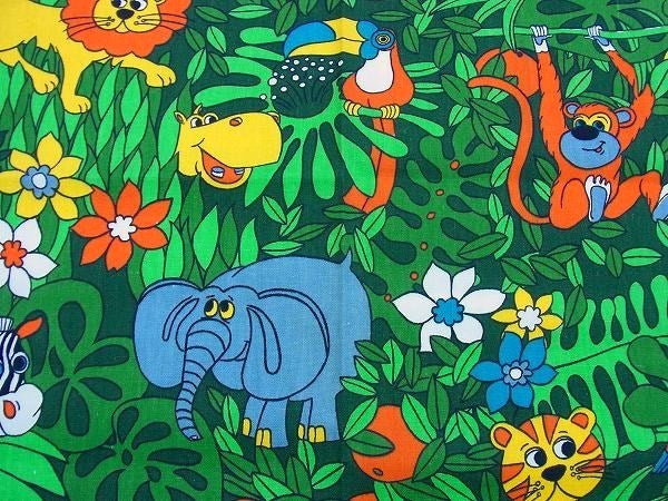 動物&ジャングル柄・デッドストック・ヴィンテージ・ファブリック/生地　USA