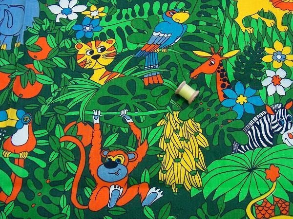動物&ジャングル柄・デッドストック・ヴィンテージ・ファブリック/生地　USA