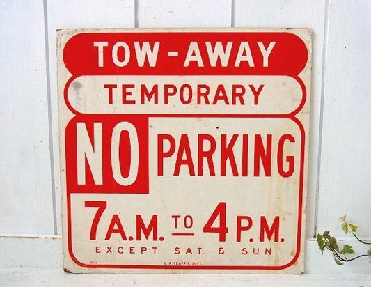 NO PARKING 駐車禁止・厚紙製・ロサンゼルス・ヴィンテージ・サイン 看板 道路標識 USA