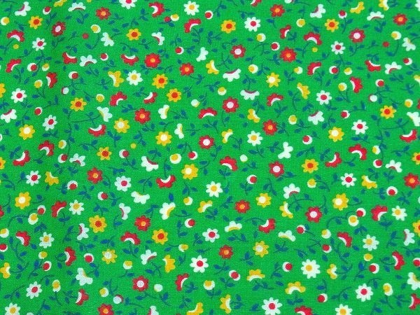 グリーン・小花柄・デッドストック・ヴィンテージ・ファブリック/生地　USA