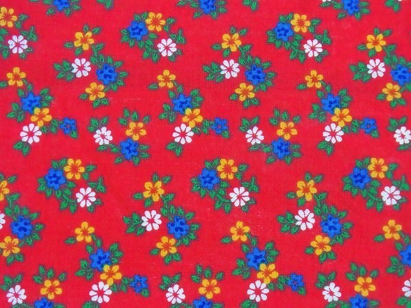 赤色・小花柄・デッドストック・ヴィンテージ・ファブリック/生地　USA